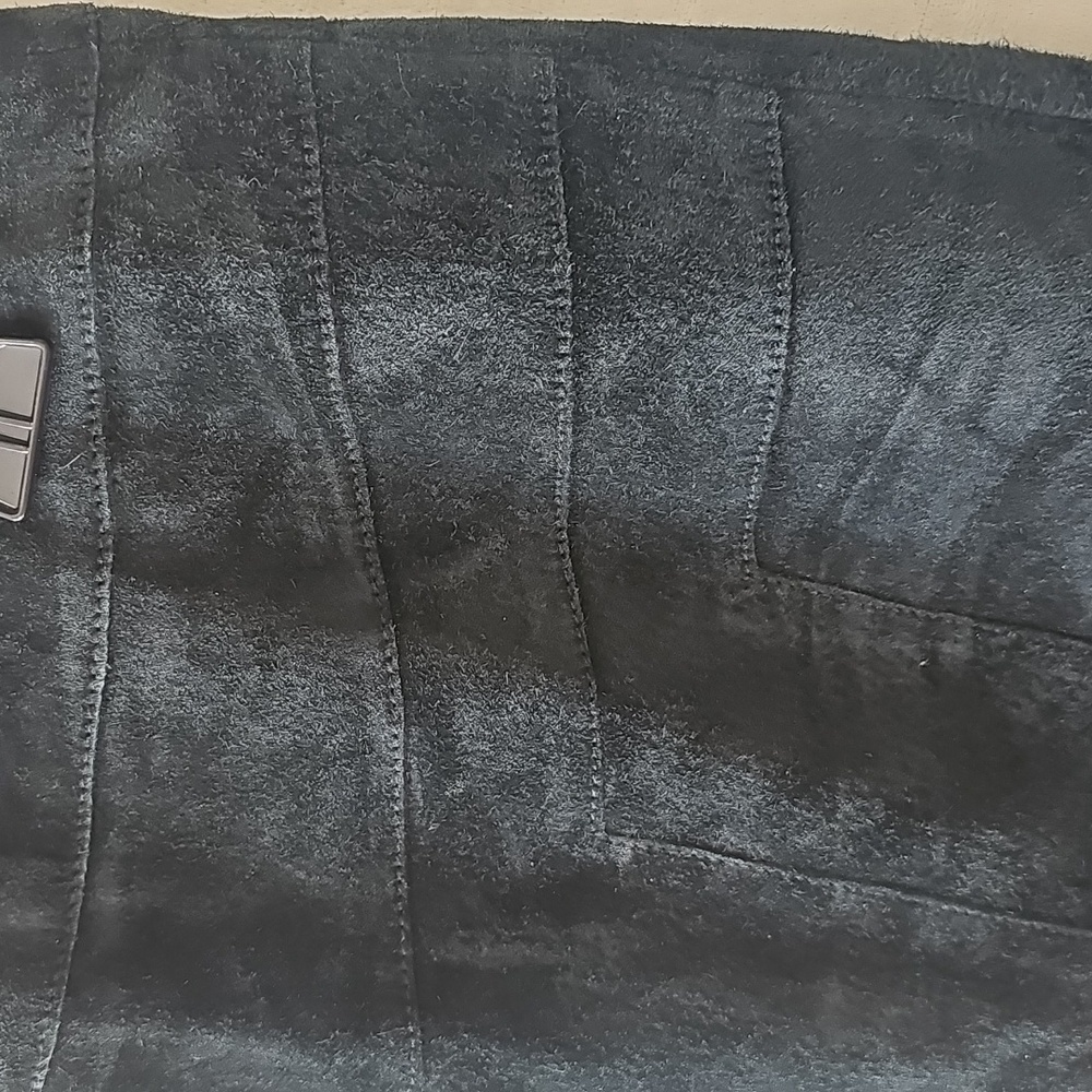 Alfani Black Suede Leather Skirt 10P - Picture 3 of 6